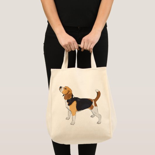 Cartoon Welpen Hund Lover Niedlicher Beagle Große  Tragetasche (Vorderseite (Produkt))
