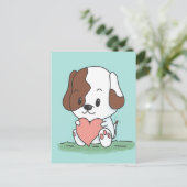 Cartoon Welpen Hund mit Herz Postkarte (Stehend Vorderseite)