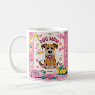 Cartoon Welpenhundin Mutter in rosa Zimmer Kaffeetasse