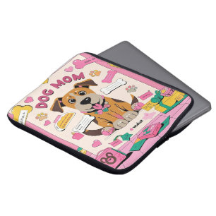 Cartoon Welpenhundin Mutter in rosa Zimmer Laptopschutzhülle