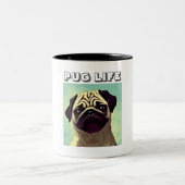 Cartoon Wertvoll und Adorable Mops Shot Zweifarbige Tasse (Mittel)