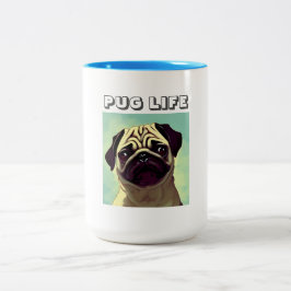 Cartoon Wertvoll und Adortable Mops Gesichtspassag Zweifarbige Tasse