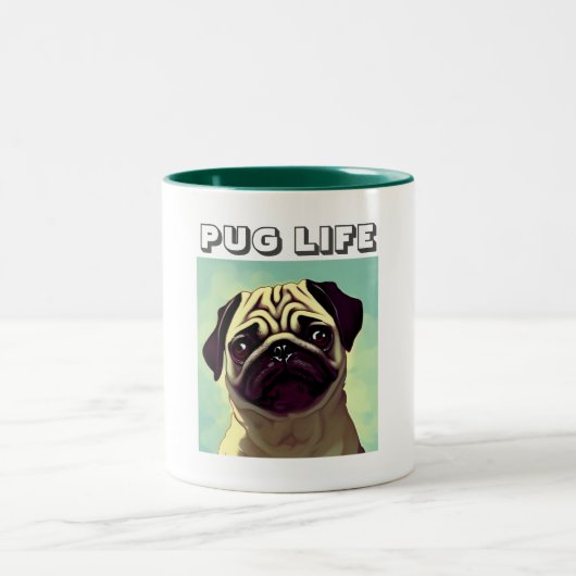 Cartoon Wertvoll und Niedlicher Ever Fun Mops Tass Zweifarbige Tasse (Mittel)