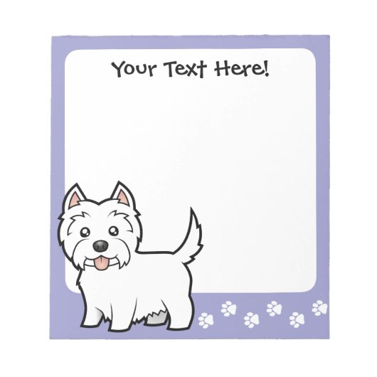 Cartoon West Highland White Terrier Notizblock (Vorderseite)