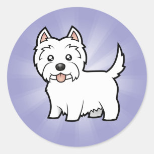 Cartoon West Highland White Terrier Runder Aufkleber