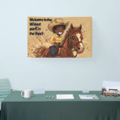 Cartoon Western Ride Tall Cowboy Banner (Messe)