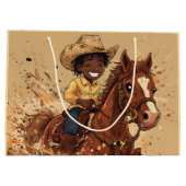 Cartoon Western Ride Tall Cowboy Große Geschenktüte (Rückseite)