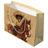 Cartoon Western Ride Tall Cowboy Große Geschenktüte (Rückseite Schrägansicht)