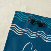 Cartoon Whale Ocean Blau und Wellen Strandtuch (Beispiel)