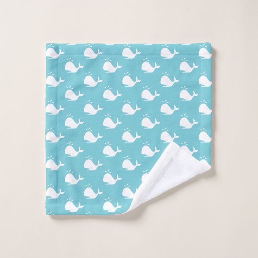 Cartoon Whale Ocean Mist Blue Bath Handtuch Set (Waschlappen)