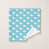 Cartoon Whale Ocean Mist Blue Bath Handtuch Set (Waschlappen)