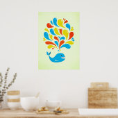 Cartoon Whale Poster (Küche)