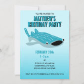 Cartoon Whale Shark Niedlich Blauer Ozean Geburtst Einladung (Vorderseite)