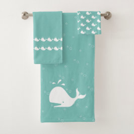 Cartoon Whale Tidal Aquamarin Blue Bath Handtuch S Badhandtuch Set