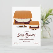 Cartoon White Brown S'more Character Baby Shower Einladung (Stehend Vorderseite)