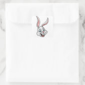 Cartoon White Bunny Rabbit Face Quadratischer Aufkleber (Tasche)