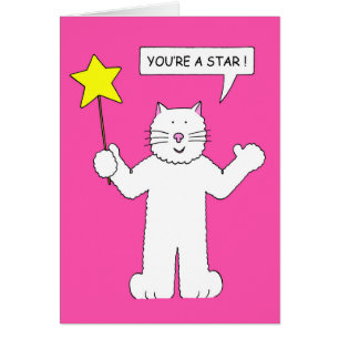 Cartoon "White Cat Wearing Sunglasses"