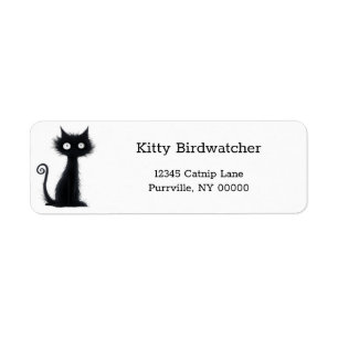 Cartoon White Eyes Black Cat Funny Rücksendeadress