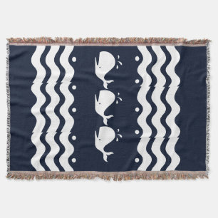 Cartoon White WHALE auf dunkelblau Decke