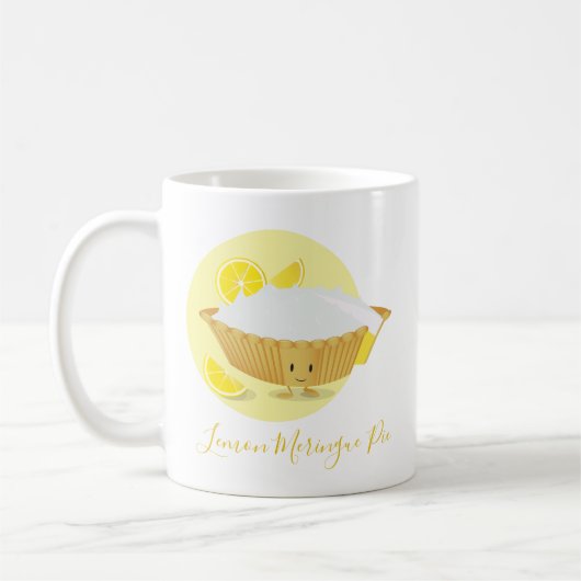Cartoon White Yellow Lemon Meringue Pie Charaktere Kaffeetasse (Links)