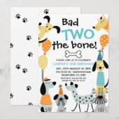 Cartoon wie Bad Two der Knochen Hund 2. Geburtstag Einladung (Vorne/Hinten)