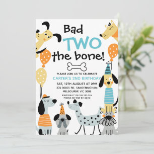 Cartoon wie Bad Two der Knochen Hund 2. Geburtstag Einladung