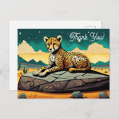 Cartoon Wild Leopard in der Wüste Vielen Dank Postkarte (Vorne/Hinten)