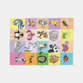 Cartoon Wildtiere für kleine Kinder Fleecedecke (Vorderseite (Horizontal))