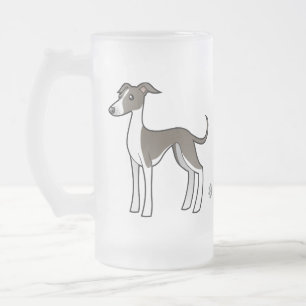 Cartoon-Windhund/Whippet/italienischer Windhund Mattglas Bierglas