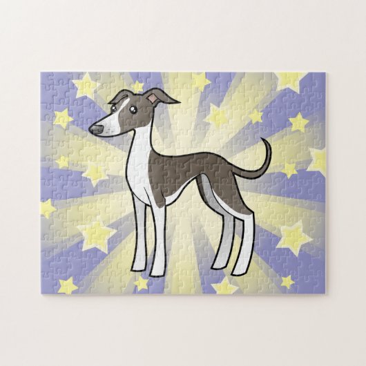 Cartoon-Windhund/Whippet/italienischer Windhund Puzzle (Horizontal)