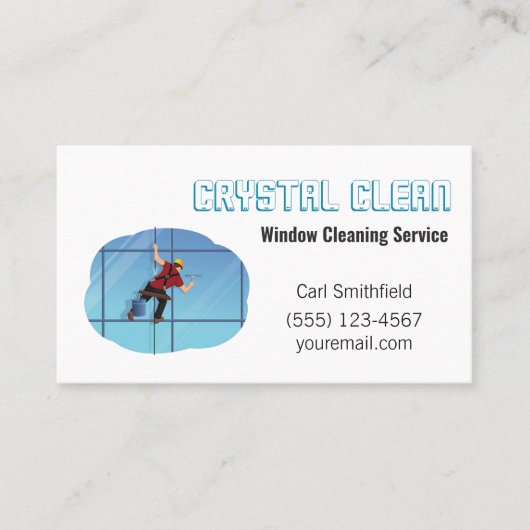 Cartoon Window Squeegee Cleaning Service Typ Visitenkarte (Vorderseite)