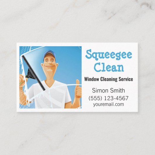 Cartoon Window Squeegee Cleaning Service Typ Visitenkarte (Vorderseite)