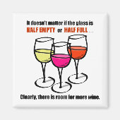 Cartoon Wine Glasses Glass Halb leere Spaß Wein Magnet (Vorne)