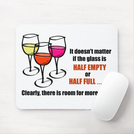 Cartoon Wine Glasses Glass Halb leere Spaß Wein Mousepad (Mit Mouse)