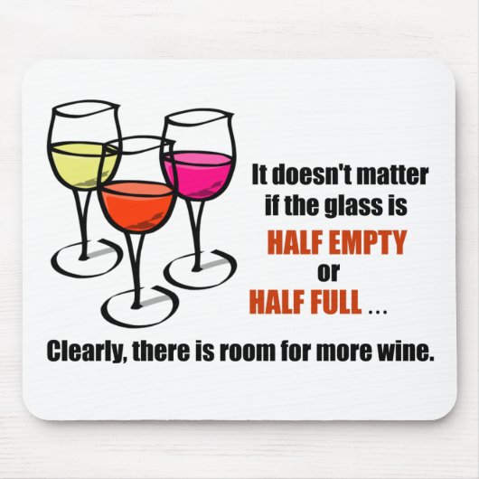 Cartoon Wine Glasses Glass Halb leere Spaß Wein Mousepad (Vorne)