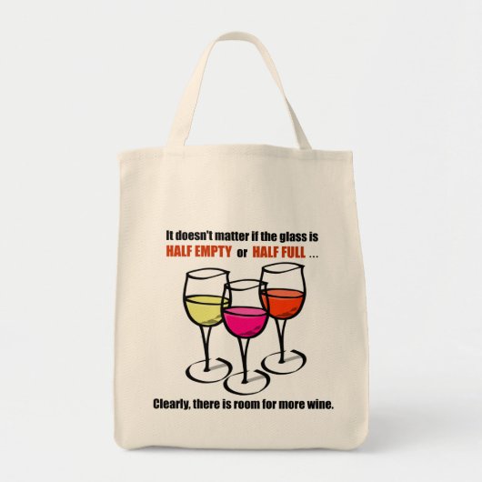 Cartoon Wine Glasses Glass Halb leere Spaß Wein Tragetasche (Vorne)