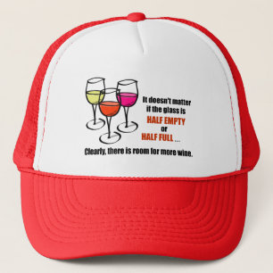 Cartoon Wine Glasses Glass Halb leere Spaß Wein Truckerkappe