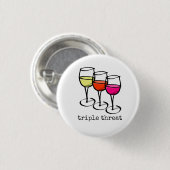 Cartoon Wine Glasses Triple Bedrohung Weinkultur u Button (Vorne & Hinten)