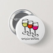 Cartoon Wine Glasses Triple Bedrohung Weinkultur u Button (Vorne & Hinten)