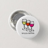 Cartoon Wine Glasses Triple Bedrohung Weinkultur u Button (Vorne & Hinten)