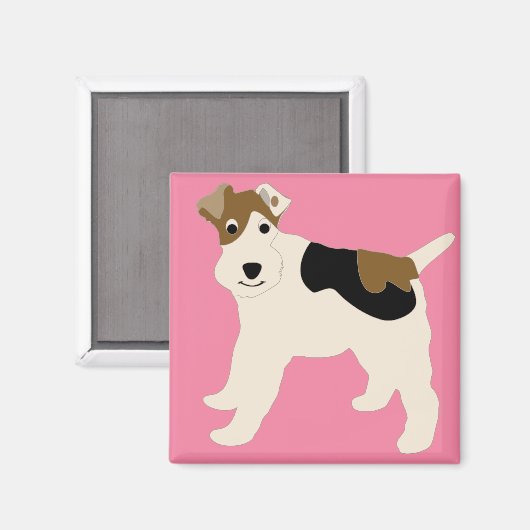 Cartoon Wire Fox Terrier Magnet (Vorderseite/Rückseite)