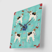 Cartoon Wire Fox Terrier Quadratische Wanduhr (Winkel)
