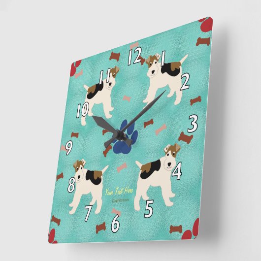 Cartoon Wire Fox Terrier Quadratische Wanduhr (Winkel)