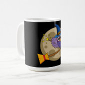 Cartoon Wizard Owl Flying on Broom Kaffeetasse (Vorderseite Links)