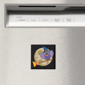 Cartoon Wizard Owl Flying on Broom Magnet (In Situ (Geschirrspüler))