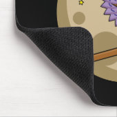 Cartoon Wizard Owl Flying on Broom Mousepad (Ecke)