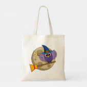 Cartoon Wizard Owl Flying on Broom Tragetasche (Rückseite)