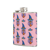 Cartoon Wizard Owl Muster Flachmann (Links)