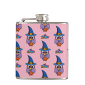 Cartoon Wizard Owl Muster Flachmann (Vorderseite)