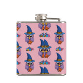 Cartoon Wizard Owl Muster Flachmann (Rückseite)
